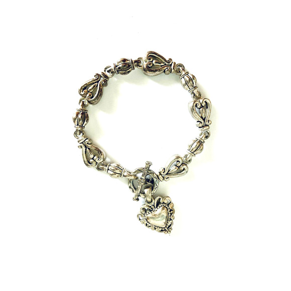 VTG Silver Bracelet Heart Clasp - Picture 1 of 8